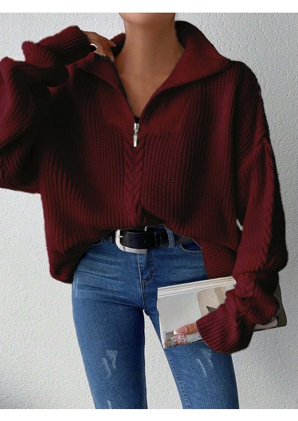 Selanik Örgülü Fermuarlı Tunik Triko Kazak fırsatları