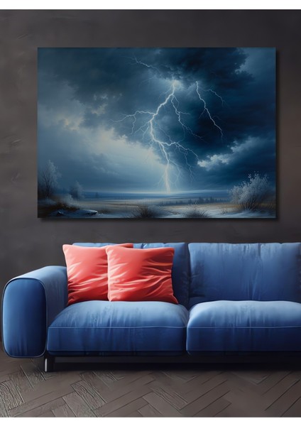 Fırtına Esintili Yağlı Boya Görünümlü Dekoratif Ahşap Ev/işyeri/ofis Kare Tablo