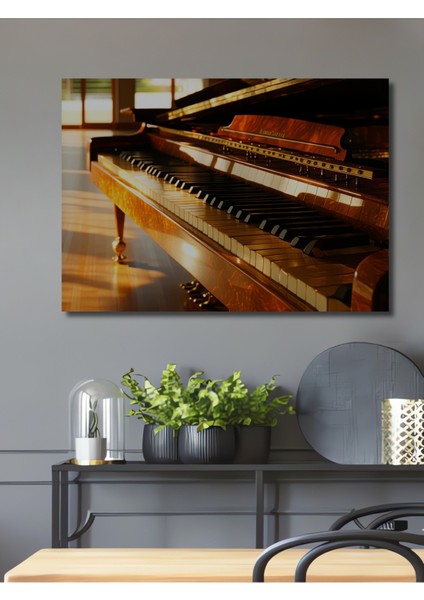 Altın Işıltılı Piyano Tuşları Yağlı Boya Görünümlü Dekoratif Ahşap Ev/işyeri/ofis Kare Tablo