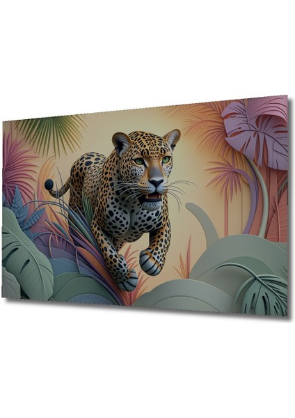 Pastel Tonlarda Leopar Yağlı Boya Görünümlü Dekoratif Ahşap Ev/işyeri/ofis Kare Tablo fiyatları