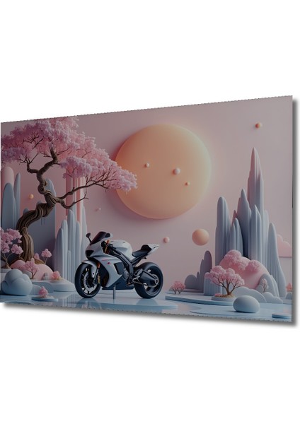 Sakura Ağaçları Arasında Rüya Gibi Motor Yağlı Boya Görünümlü Dekoratif Ahşap Ev/işyeri/ofis Tablo fiyatları