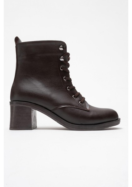 Kadın Topuklu Kancalı Bağcıklı Bot Kahve Cilt fiyatları