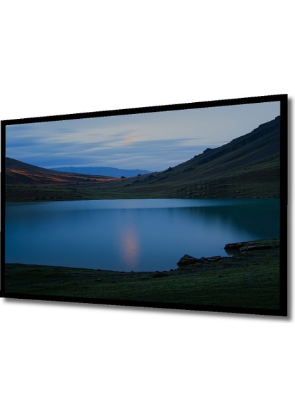 Çerçeve Görünümlü Sakin Göl Manzarası Yağlı Boya Görünümlü Dekoratif Ahşap Işyeri/ofis Kare Tablo fiyatları