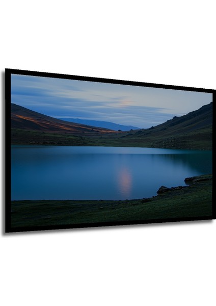 Çerçeve Görünümlü Sakin Göl Manzarası Yağlı Boya Görünümlü Dekoratif Ahşap Işyeri/ofis Kare Tablo modelleri