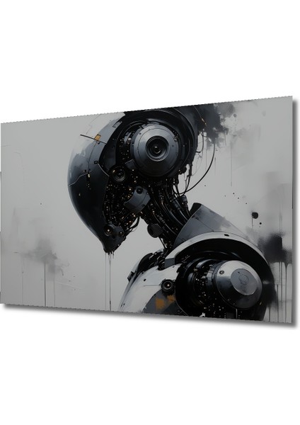 Fütüristik Robot Yağlı Boya Görünümlü Dekoratif Ahşap Ev/işyeri/ofis Kare Tablo fiyatları