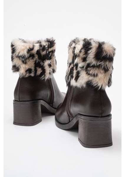 Kadın Topuklu Kürklü Boğazlı Bot Kahve Cilt fırsatları