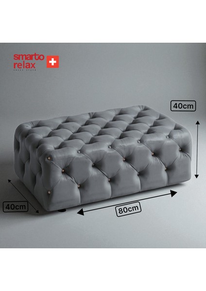 Swiss Style Puf Guarda Ayaksız Kapitoneli Dekoratif 80x40x45 cm Ayaksız Kapitoneli Dekoratif puf(Gri) modelleri