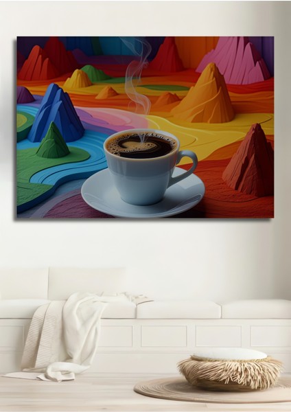 Gökkuşağı Dağları Kahve Rüyası Dekoratif Ahşap Ev/işyeri/ofis Kare Tablo
