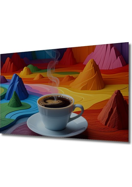 Gökkuşağı Dağları Kahve Rüyası Dekoratif Ahşap Ev/işyeri/ofis Kare Tablo fiyatları