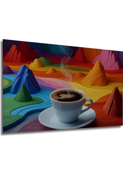 Gökkuşağı Dağları Kahve Rüyası Dekoratif Ahşap Ev/işyeri/ofis Kare Tablo modelleri