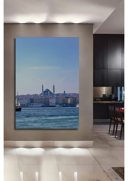 Istanbul Panorama Yağlı Boya Görünümlü Dekoratif Ahşap Ev/işyeri/ofis Kare Tablo