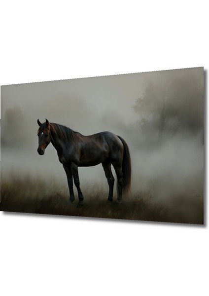 Sisli Ormanda At Yağlı Boya Görünümlü Dekoratif Ahşap Ev/işyeri/ofis Kare Tablo fiyatları