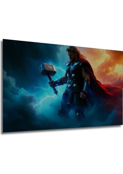 Thor Çekiç Mjolnir Fırtına Tanrısı Yağlı Boya Görünümlü Dekoratif Ahşap Ev/işyeri/ofis Kare Tablo modelleri