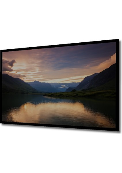 Çerçeve Görünümlü Huzurlu Göl Manzarası Yağlı Boya Görünümlü Dekoratif Ahşap Işyeri/ofis Kare Tablo fiyatları