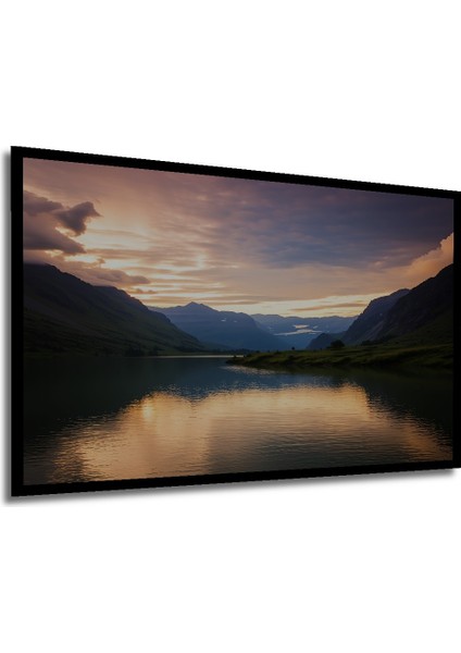 Çerçeve Görünümlü Huzurlu Göl Manzarası Yağlı Boya Görünümlü Dekoratif Ahşap Işyeri/ofis Kare Tablo modelleri