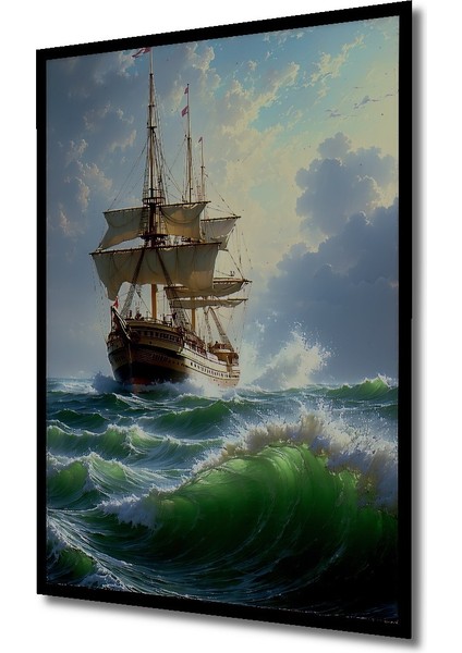Çerçeve Görünümlü Denizci Gemisi Yağlı Boya Görünümlü Dekoratif Ahşap Ev/işyeri/ofis Kare Tablo fiyatları