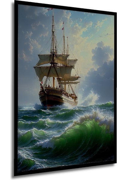 Çerçeve Görünümlü Denizci Gemisi Yağlı Boya Görünümlü Dekoratif Ahşap Ev/işyeri/ofis Kare Tablo modelleri