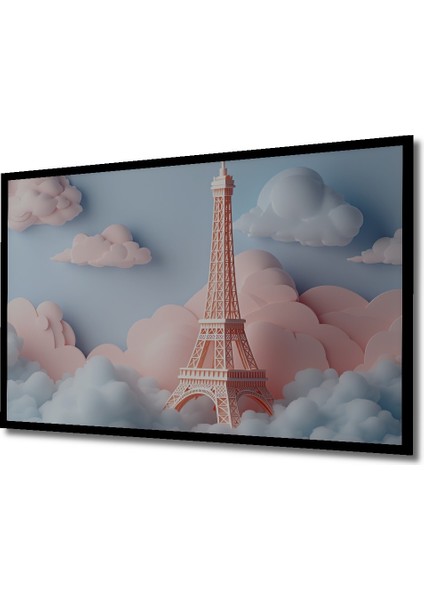 Çerçeve Görünümlü Pembe Rüyalar Içinde Eyfel Kulesi Dekoratif Ahşap Ev/işyeri/ofis Kare Tablo fiyatları