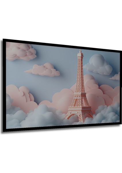 Çerçeve Görünümlü Pembe Rüyalar Içinde Eyfel Kulesi Dekoratif Ahşap Ev/işyeri/ofis Kare Tablo modelleri