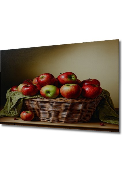 Elma Sepeti Yağlı Boya Görünümlü Dekoratif Ahşap Ev/işyeri/ofis Kare Tablo fiyatları
