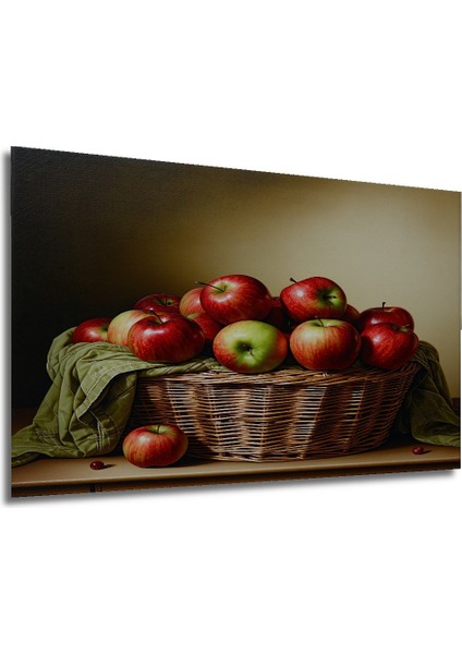 Elma Sepeti Yağlı Boya Görünümlü Dekoratif Ahşap Ev/işyeri/ofis Kare Tablo modelleri