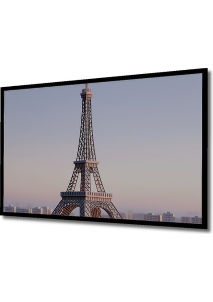 Çerçeve Görünümlü Eiffel Kulesi Pastel Boya Görünümlü Paris Manzarası Ahşap Ofis Kare Tablo fiyatları