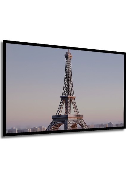 Çerçeve Görünümlü Eiffel Kulesi Pastel Boya Görünümlü Paris Manzarası Ahşap Ofis Kare Tablo modelleri