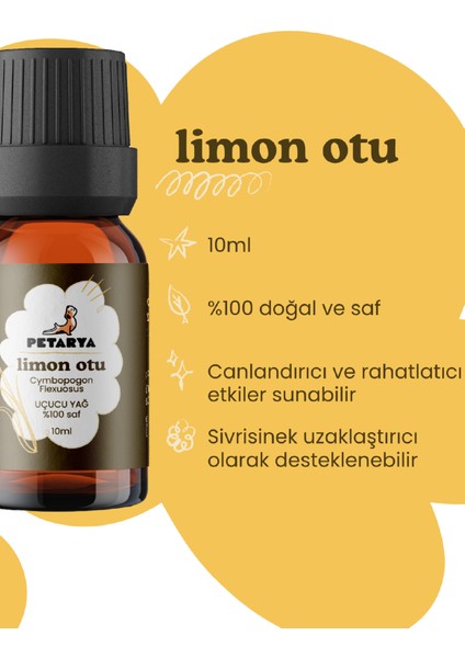 %100 Saf Uçucu Limon Otu Yağı Cymbopogon Flexuosus Oil - 10ml modelleri