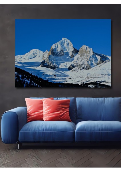 Buzul Dağı Yağlı Boya Görünümlü Dekoratif Ahşap Ev/işyeri/ofis Kare Tablo