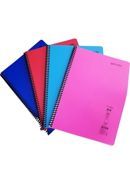 Flex A4 80 Yaprak Çizgisiz Spiralli Plastik Neon Kapak Defter indirimleri