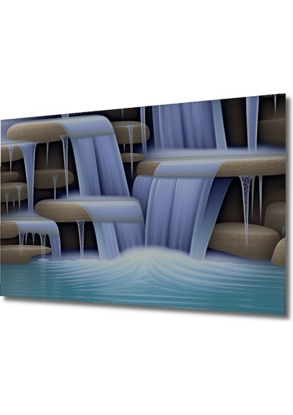 Cennetten Akan Şelale Yağlı Boya Görünümlü Dekoratif Ahşap Ev/işyeri/ofis Kare Tablo fiyatları