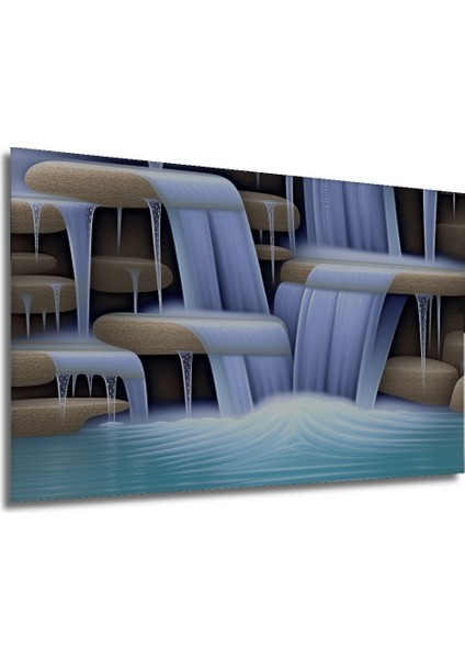 Cennetten Akan Şelale Yağlı Boya Görünümlü Dekoratif Ahşap Ev/işyeri/ofis Kare Tablo modelleri