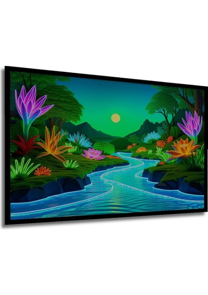 Çerçeve Görünümlü Neon Çiçekler Diyarı Dekoratif Ahşap Görünümlü Ev/işyeri/ofis Kare Tablo modelleri