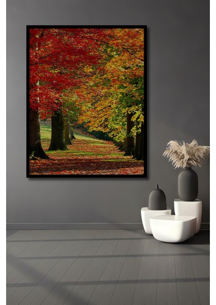 Çerçeve Görünümlü Sonbahar Renkleri Yağlı Boya Görünümlü Dekoratif Ahşap Ev/işyeri/ofis Kare Tablo