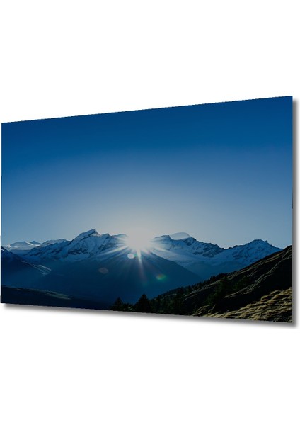 Güneşin Altında Yükselen Karlı Dağlar Yağlı Boya Görünümlü Dekoratif Ahşap Ev/işyeri/ofis Tablo fiyatları