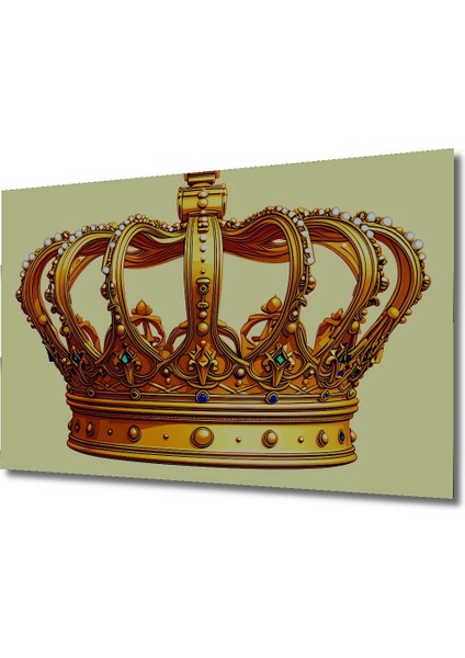 Altın Kraliyet Tacı Yağlı Boya Görünümlü Dekoratif Ahşap Ev/işyeri/ofis Kare Tablo fiyatları