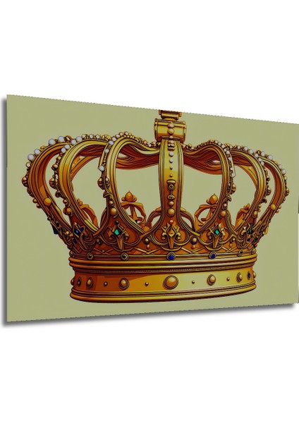 Altın Kraliyet Tacı Yağlı Boya Görünümlü Dekoratif Ahşap Ev/işyeri/ofis Kare Tablo modelleri