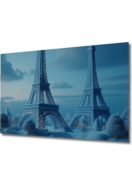 Eşsiz Mavi Eiffel Kulesi Görünümlü Dekoratif Ahşap Ev/işyeri/ofis Kare Tablo fiyatları