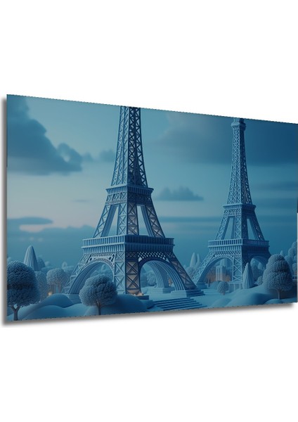 Eşsiz Mavi Eiffel Kulesi Görünümlü Dekoratif Ahşap Ev/işyeri/ofis Kare Tablo modelleri