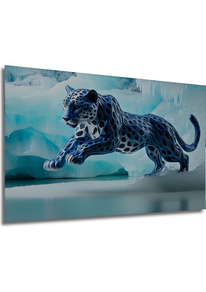 Buzul Çağı Leoparı Yağlı Boya Görünümlü Dekoratif Ahşap Ev/işyeri/ofis Kare Tablo modelleri