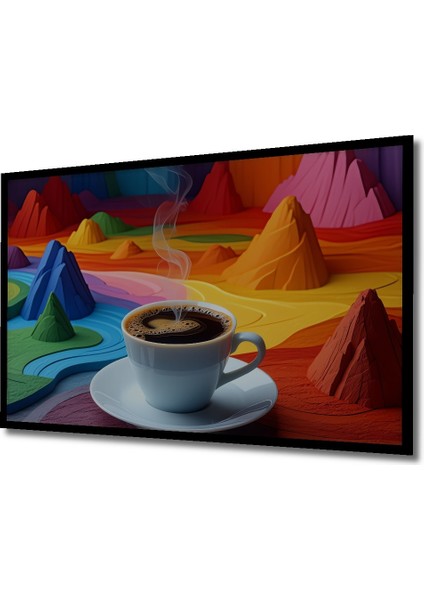 Çerçeve Görünümlü Gökkuşağı Dağları Kahve Rüyası Dekoratif Ahşap Ev/işyeri/ofis Kare Tablo fiyatları