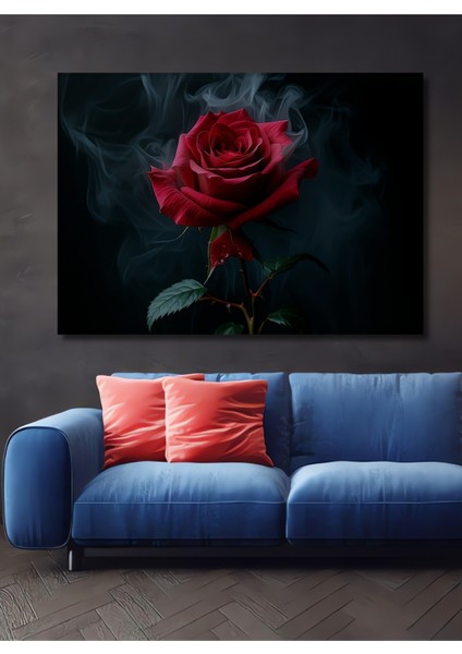 Dumanlı Güller Yağlı Boya Görünümlü Dekoratif Ahşap Ev/işyeri/ofis Kare Tablo