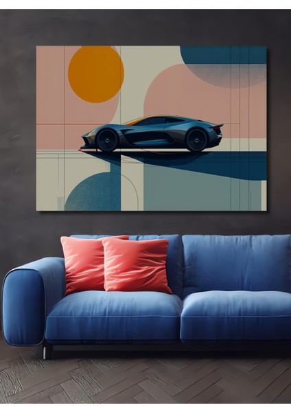 Modern Sanat Süper Araba Yağlı Boya Görünümlü Dekoratif Ahşap Ev/işyeri/ofis Kare Tablo