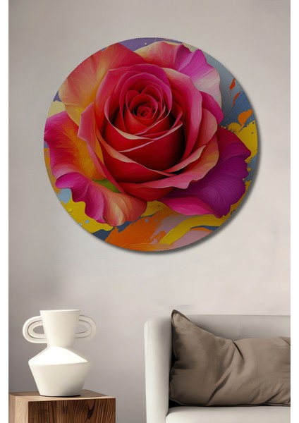 Modern Sanat Dokunuşlu Göz Alıcı Gül Yağlı Boya Görünümlü Dekoratif Ahşap Ev/işyeri/ofis Tablo