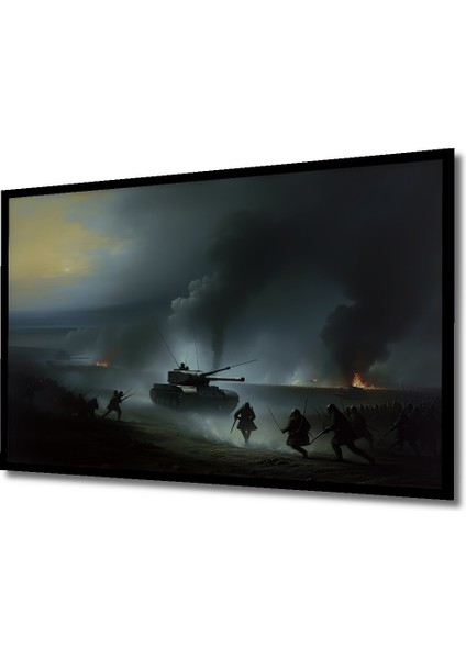 Çerçeve Görünümlü Tank Hücumu Yağlı Boya Görünümlü Dekoratif Ahşap Ev/işyeri/ofis Kare Tablo fiyatları
