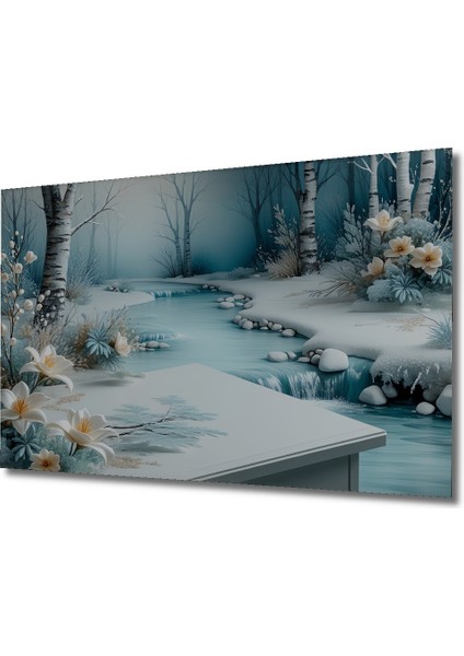 Bembeyaz Kış Düşleri Yağlı Boya Görünümlü Dekoratif Ahşap Ev/işyeri/ofis Kare Tablo fiyatları