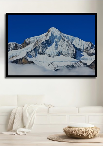 Çerçeve Görünümlü Buzul Dağı Yağlı Boya Görünümlü Dekoratif Ahşap Ev/işyeri/ofis Kare Tablo