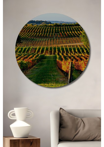 Sonbahar Renkleri ile Üzüm Bağları Yağlı Boya Görünümlü Dekoratif Ahşap Ev/işyeri/ofis Tablo