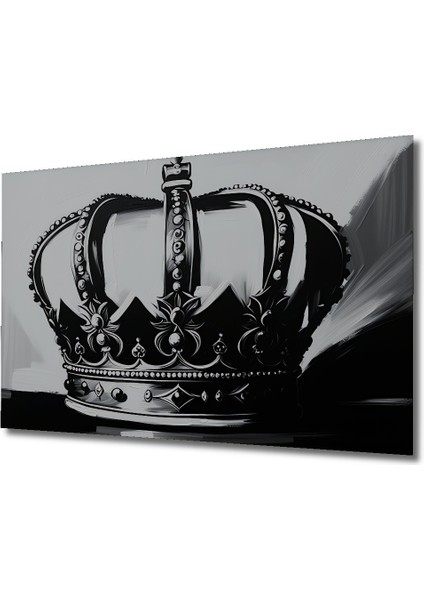 Siyah Beyaz Kraliyet Tacı Yağlı Boya Görünümlü Dekoratif Ahşap Ev/işyeri/ofis Kare Tablo fiyatları