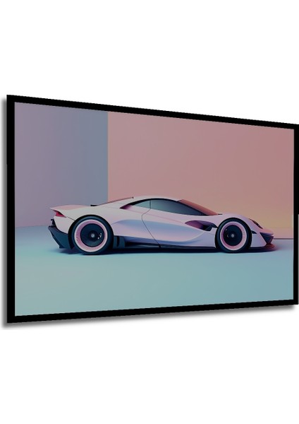 Çerçeve Görünümlü Pembe Rüya Lüks Araba Modern Sanat Yağlı Boya Görünümlü Ahşap Ofis Kare Tablo modelleri